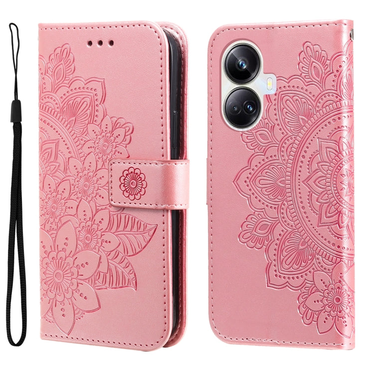 7-petal Flowers Embossing Leather Phone Case, For Huawei nova Y61, For Realme 10 4G Global, For Realme 10 Pro 5G, For Realme 10 Pro+ 5G, For Samsung Galaxy A04e, For Samsung Galaxy A34 5G