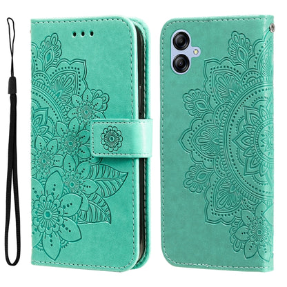 7-petal Flowers Embossing Leather Phone Case, For Huawei nova Y61, For Realme 10 4G Global, For Realme 10 Pro 5G, For Realme 10 Pro+ 5G, For Samsung Galaxy A04e, For Samsung Galaxy A34 5G