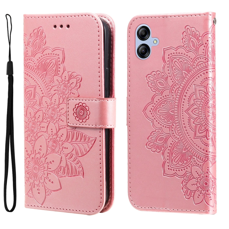7-petal Flowers Embossing Leather Phone Case, For Huawei nova Y61, For Realme 10 4G Global, For Realme 10 Pro 5G, For Realme 10 Pro+ 5G, For Samsung Galaxy A04e, For Samsung Galaxy A34 5G