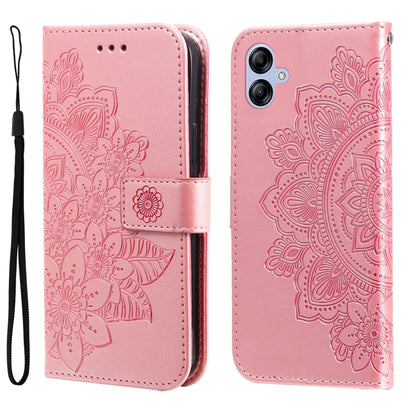7-petal Flowers Embossing Leather Phone Case, For Huawei nova Y61, For Realme 10 4G Global, For Realme 10 Pro 5G, For Realme 10 Pro+ 5G, For Samsung Galaxy A04e, For Samsung Galaxy A34 5G