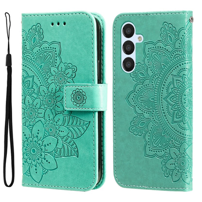 7-petal Flowers Embossing Leather Phone Case, For Huawei nova Y61, For Realme 10 4G Global, For Realme 10 Pro 5G, For Realme 10 Pro+ 5G, For Samsung Galaxy A04e, For Samsung Galaxy A34 5G