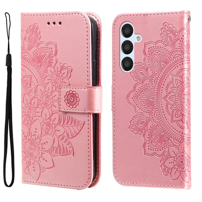 7-petal Flowers Embossing Leather Phone Case, For Huawei nova Y61, For Realme 10 4G Global, For Realme 10 Pro 5G, For Realme 10 Pro+ 5G, For Samsung Galaxy A04e, For Samsung Galaxy A34 5G