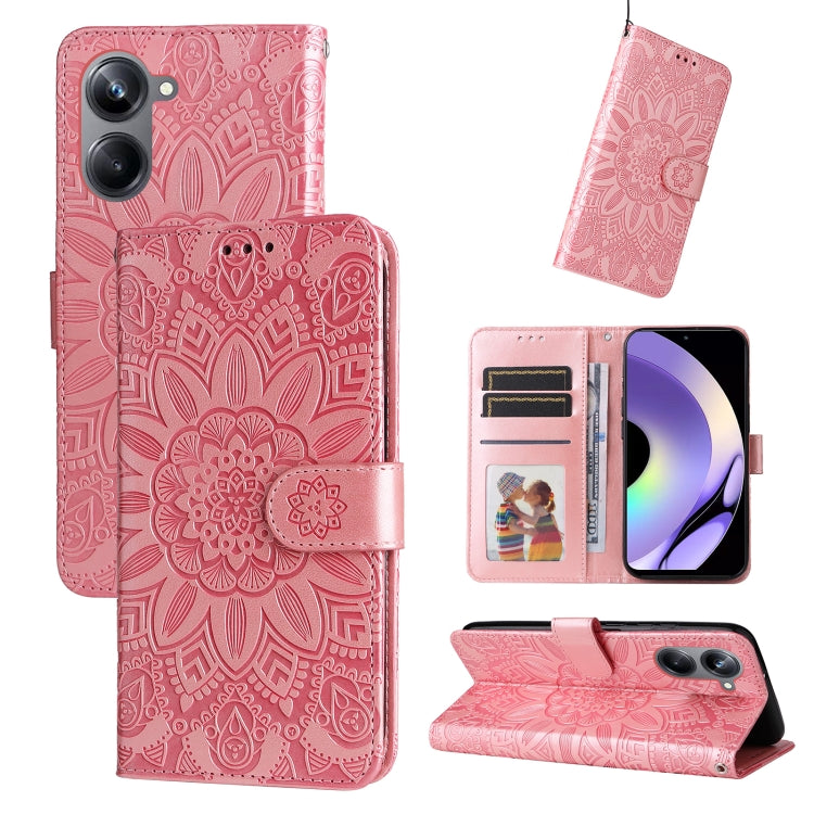 Embossed Sunflower Leather Phone Case, For Huawei nova Y61, For Realme 10 4G Global, For Realme 10 Pro 5G, For Realme 10 Pro+ 5G, For Samsung Galaxy A04e, For Samsung Galaxy A34 5G