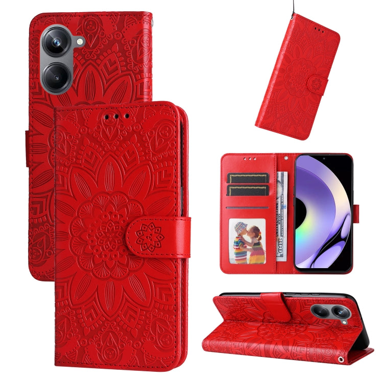 Embossed Sunflower Leather Phone Case, For Huawei nova Y61, For Realme 10 4G Global, For Realme 10 Pro 5G, For Realme 10 Pro+ 5G, For Samsung Galaxy A04e, For Samsung Galaxy A34 5G