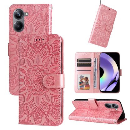 Embossed Sunflower Leather Phone Case, For Huawei nova Y61, For Realme 10 4G Global, For Realme 10 Pro 5G, For Realme 10 Pro+ 5G, For Samsung Galaxy A04e, For Samsung Galaxy A34 5G