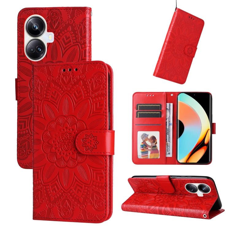 Embossed Sunflower Leather Phone Case, For Huawei nova Y61, For Realme 10 4G Global, For Realme 10 Pro 5G, For Realme 10 Pro+ 5G, For Samsung Galaxy A04e, For Samsung Galaxy A34 5G
