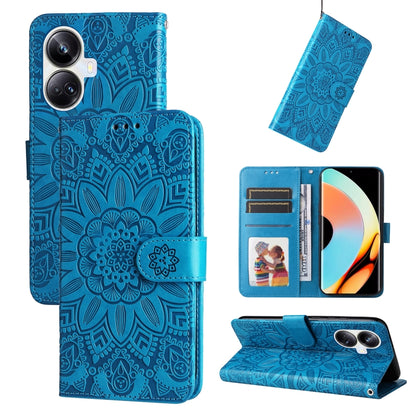 Embossed Sunflower Leather Phone Case, For Huawei nova Y61, For Realme 10 4G Global, For Realme 10 Pro 5G, For Realme 10 Pro+ 5G, For Samsung Galaxy A04e, For Samsung Galaxy A34 5G