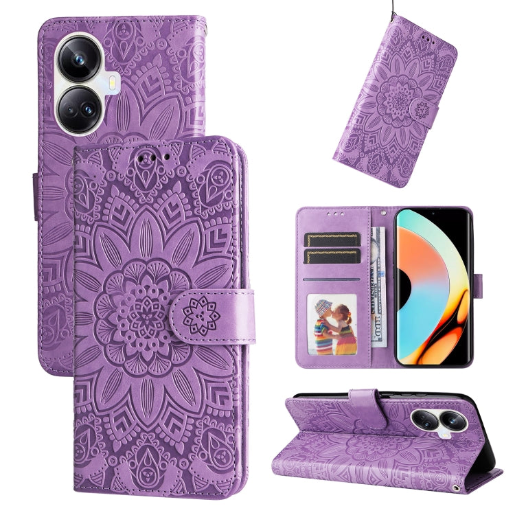 Embossed Sunflower Leather Phone Case, For Huawei nova Y61, For Realme 10 4G Global, For Realme 10 Pro 5G, For Realme 10 Pro+ 5G, For Samsung Galaxy A04e, For Samsung Galaxy A34 5G