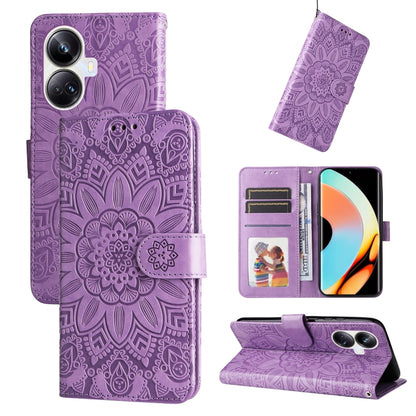 Embossed Sunflower Leather Phone Case, For Huawei nova Y61, For Realme 10 4G Global, For Realme 10 Pro 5G, For Realme 10 Pro+ 5G, For Samsung Galaxy A04e, For Samsung Galaxy A34 5G