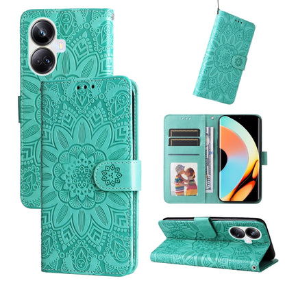 Embossed Sunflower Leather Phone Case, For Huawei nova Y61, For Realme 10 4G Global, For Realme 10 Pro 5G, For Realme 10 Pro+ 5G, For Samsung Galaxy A04e, For Samsung Galaxy A34 5G