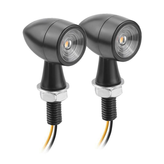 Pour Kawasaki / Suzuki / Yamaha / Honda T-S002 1 paire de mini-clignotants de moto à LED en métal, style rétro, pour Kawasaki / Suzuki / Yamaha / Honda