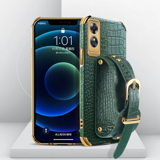 Electroplated TPU Crocodile Pattern Leather Case with Wrist Strap, For OPPO A17, For Realme C21Y, For Realme C33, For OPPO Reno8 Pro+, For Xiaomi Redmi Note 12 China, For Xiaomi Redmi Note 12 Pro+ China, For Samsung Galaxy S23 5G                       ...
