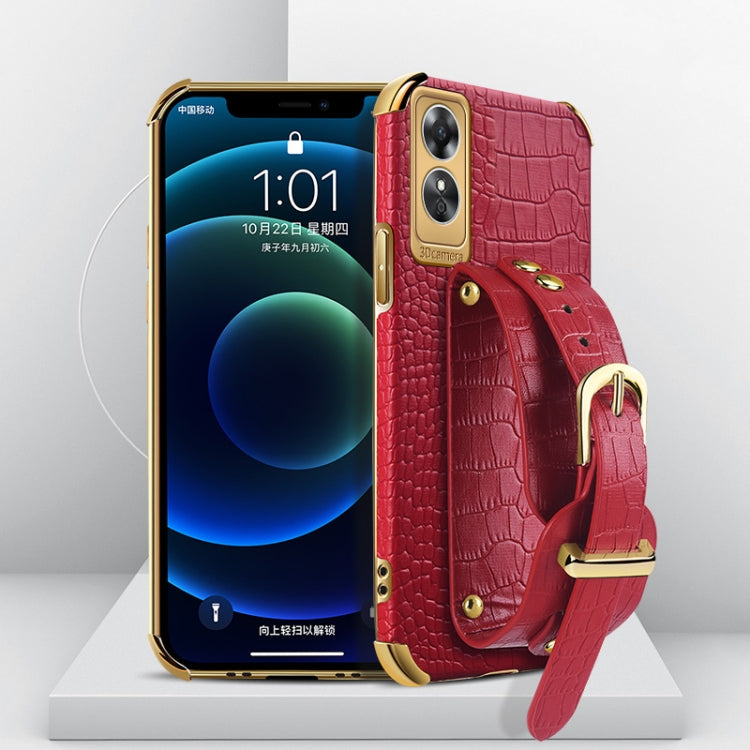 Electroplated TPU Crocodile Pattern Leather Case with Wrist Strap, For OPPO A17, For Realme C21Y, For Realme C33, For OPPO Reno8 Pro+, For Xiaomi Redmi Note 12 China, For Xiaomi Redmi Note 12 Pro+ China, For Samsung Galaxy S23 5G                       ...