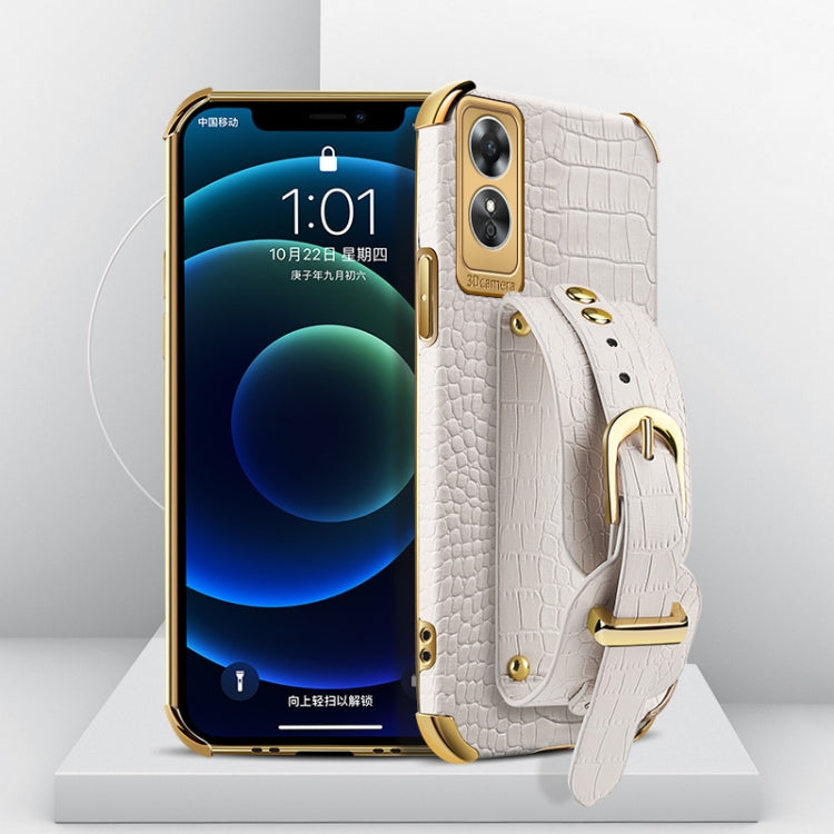 Electroplated TPU Crocodile Pattern Leather Case with Wrist Strap, For OPPO A17, For Realme C21Y, For Realme C33, For OPPO Reno8 Pro+, For Xiaomi Redmi Note 12 China, For Xiaomi Redmi Note 12 Pro+ China, For Samsung Galaxy S23 5G                       ...