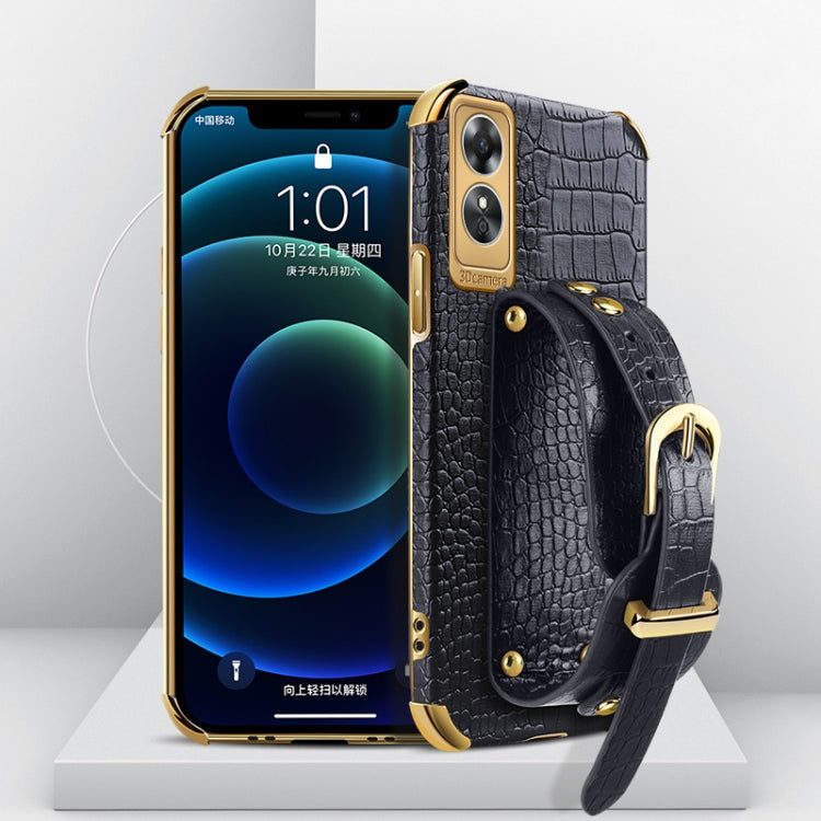 Electroplated TPU Crocodile Pattern Leather Case with Wrist Strap, For OPPO A17, For Realme C21Y, For Realme C33, For OPPO Reno8 Pro+, For Xiaomi Redmi Note 12 China, For Xiaomi Redmi Note 12 Pro+ China, For Samsung Galaxy S23 5G                       ...