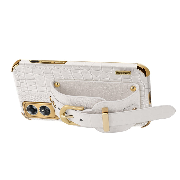 Electroplated TPU Crocodile Pattern Leather Case with Wrist Strap, For OPPO A17, For Realme C21Y, For Realme C33, For OPPO Reno8 Pro+, For Xiaomi Redmi Note 12 China, For Xiaomi Redmi Note 12 Pro+ China, For Samsung Galaxy S23 5G                       ...