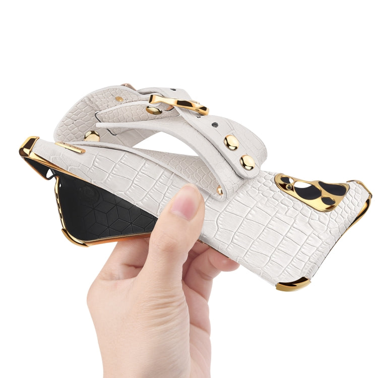 Electroplated TPU Crocodile Pattern Leather Case with Wrist Strap, For OPPO A17, For Realme C21Y, For Realme C33, For OPPO Reno8 Pro+, For Xiaomi Redmi Note 12 China, For Xiaomi Redmi Note 12 Pro+ China, For Samsung Galaxy S23 5G                       ...