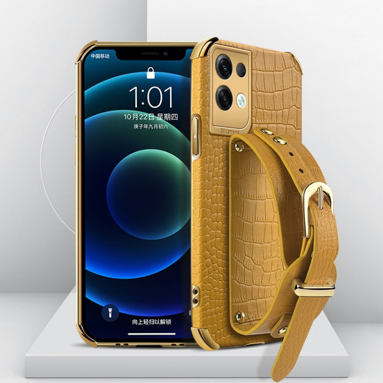 Electroplated TPU Crocodile Pattern Leather Case with Wrist Strap, For OPPO A17, For Realme C21Y, For Realme C33, For OPPO Reno8 Pro+, For Xiaomi Redmi Note 12 China, For Xiaomi Redmi Note 12 Pro+ China, For Samsung Galaxy S23 5G                       ...