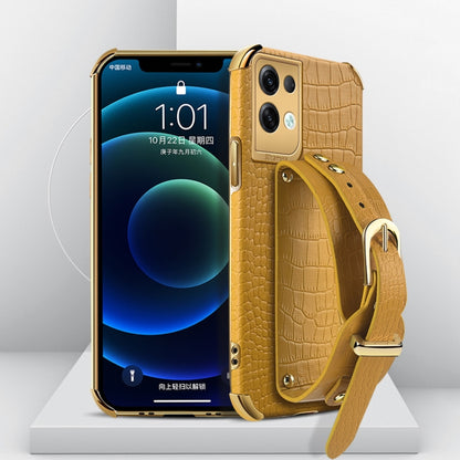Electroplated TPU Crocodile Pattern Leather Case with Wrist Strap, For OPPO A17, For Realme C21Y, For Realme C33, For OPPO Reno8 Pro+, For Xiaomi Redmi Note 12 China, For Xiaomi Redmi Note 12 Pro+ China, For Samsung Galaxy S23 5G                       ...
