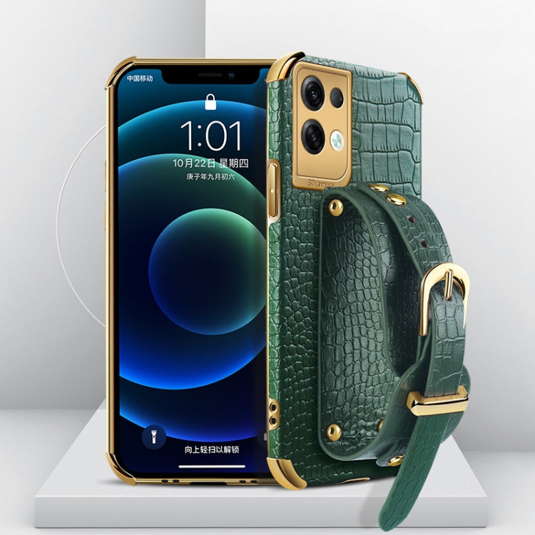 Electroplated TPU Crocodile Pattern Leather Case with Wrist Strap, For OPPO A17, For Realme C21Y, For Realme C33, For OPPO Reno8 Pro+, For Xiaomi Redmi Note 12 China, For Xiaomi Redmi Note 12 Pro+ China, For Samsung Galaxy S23 5G                       ...