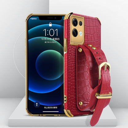 Electroplated TPU Crocodile Pattern Leather Case with Wrist Strap, For OPPO A17, For Realme C21Y, For Realme C33, For OPPO Reno8 Pro+, For Xiaomi Redmi Note 12 China, For Xiaomi Redmi Note 12 Pro+ China, For Samsung Galaxy S23 5G                       ...