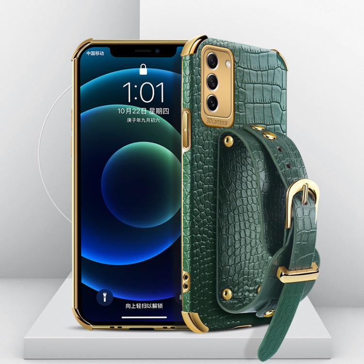 Electroplated TPU Crocodile Pattern Leather Case with Wrist Strap, For OPPO A17, For Realme C21Y, For Realme C33, For OPPO Reno8 Pro+, For Xiaomi Redmi Note 12 China, For Xiaomi Redmi Note 12 Pro+ China, For Samsung Galaxy S23 5G                       ...