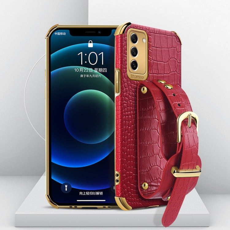 Electroplated TPU Crocodile Pattern Leather Case with Wrist Strap, For OPPO A17, For Realme C21Y, For Realme C33, For OPPO Reno8 Pro+, For Xiaomi Redmi Note 12 China, For Xiaomi Redmi Note 12 Pro+ China, For Samsung Galaxy S23 5G                       ...