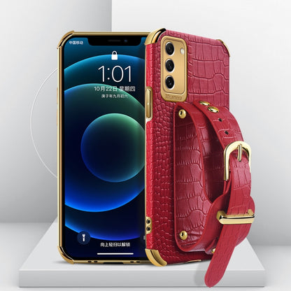 Electroplated TPU Crocodile Pattern Leather Case with Wrist Strap, For OPPO A17, For Realme C21Y, For Realme C33, For OPPO Reno8 Pro+, For Xiaomi Redmi Note 12 China, For Xiaomi Redmi Note 12 Pro+ China, For Samsung Galaxy S23 5G                       ...