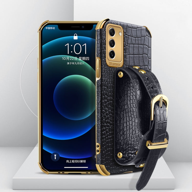 Electroplated TPU Crocodile Pattern Leather Case with Wrist Strap, For OPPO A17, For Realme C21Y, For Realme C33, For OPPO Reno8 Pro+, For Xiaomi Redmi Note 12 China, For Xiaomi Redmi Note 12 Pro+ China, For Samsung Galaxy S23 5G                       ...