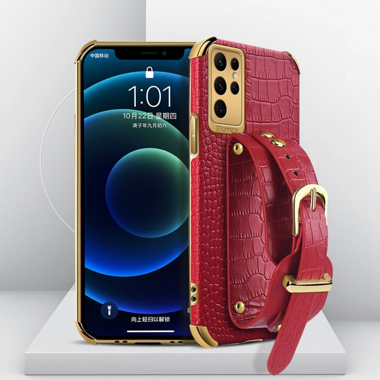 Electroplated TPU Crocodile Pattern Leather Case with Wrist Strap, For OPPO A17, For Realme C21Y, For Realme C33, For OPPO Reno8 Pro+, For Xiaomi Redmi Note 12 China, For Xiaomi Redmi Note 12 Pro+ China, For Samsung Galaxy S23 5G                       ...