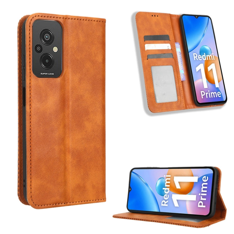 Magnetic Buckle Retro Texture Leather Phone Case, For Tecno Pop 6 Pro BE8, For Infinix Hot 20i, For Infinix Note 12 Pro 4G X676B, For Tecno Pova Neo 2, For Xiaomi Redmi 11 Prime 4G, For Xiaomi Redmi A1+, For Xiaomi Redmi Note 12 5G                     ...