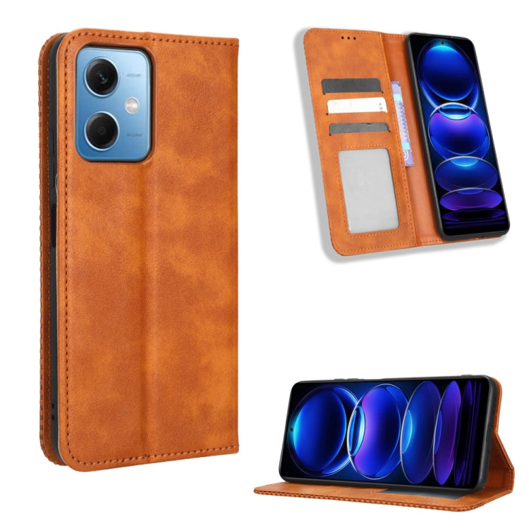 Magnetic Buckle Retro Texture Leather Phone Case, For Tecno Pop 6 Pro BE8, For Infinix Hot 20i, For Infinix Note 12 Pro 4G X676B, For Tecno Pova Neo 2, For Xiaomi Redmi 11 Prime 4G, For Xiaomi Redmi A1+, For Xiaomi Redmi Note 12 5G                     ...