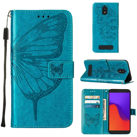 Embossed Butterfly Flip Leather Phone Case, For BLU View 2 2022 / 2020, For Infinix Hot 20 4G X6826, For Infinix Hot 20 5G X666 / X66B, For Infinix Hot 20 Play, For Infinix Hot 20S / 20 Pro X6827, For Infinix Smart 7 X6515, For Tecno Pop 6 Pro