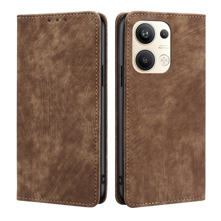 RFID Anti-theft Brush Magnetic Leather Phone Case, For OPPO Reno9 5G / Reno9 Pro 5G, For OPPO Reno9 Pro+ 5G, For Realme 10 Pro 5G, For Realme 10 Pro+ 5G, For vivo X90 Pro 5G, For TCL 40R 5G