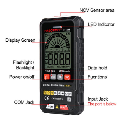 HABOTEST Mini Digital Display High-precision Multimeter, HT124B+, HT124A, HT124A+, HT124B
