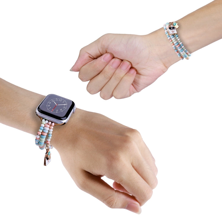3-row Beads Watch Band, For Apple Watch Ultra 49mm / Series 8&7 45mm, For Apple Watch Series 8&7 41mm