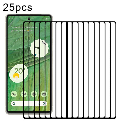 25pcs Full Glue Full Cover Screen Protector Tempered Glass Film, For Google Pixel 6a (25 PCS), For Google Pixel 7 (25 PCS)