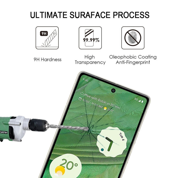 2pcs Full Glue Tempered Glass Full Film with 2pcs Aluminum Lens Film Set, For Google Pixel 7, For Google Pixel 7 Pro