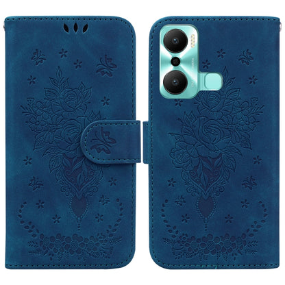 Butterfly Rose Embossed Leather Phone Case, For Google Pixel 7a, For Infinix Hot 20 Play, For OPPO A58, For Tecno Pova 4 Pro, For Samsung Galaxy A34 5G, For Samsung Galaxy A54 5G
