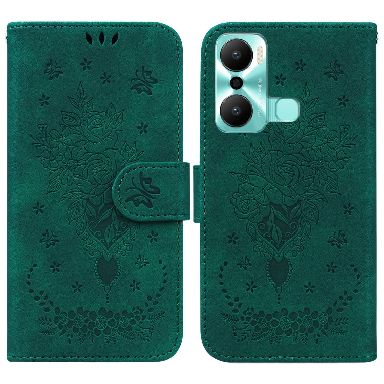 Butterfly Rose Embossed Leather Phone Case, For Google Pixel 7a, For Infinix Hot 20 Play, For OPPO A58, For Tecno Pova 4 Pro, For Samsung Galaxy A34 5G, For Samsung Galaxy A54 5G