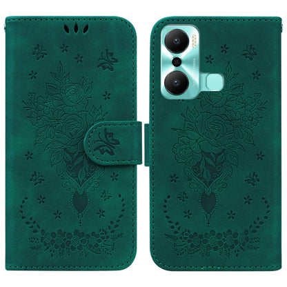 Butterfly Rose Embossed Leather Phone Case, For Google Pixel 7a, For Infinix Hot 20 Play, For OPPO A58, For Tecno Pova 4 Pro, For Samsung Galaxy A34 5G, For Samsung Galaxy A54 5G