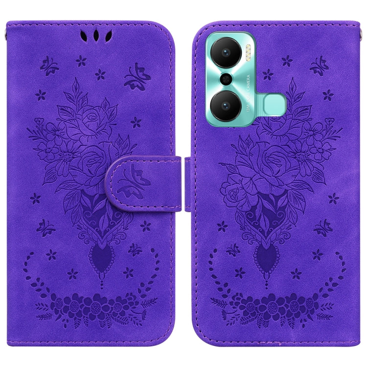 Butterfly Rose Embossed Leather Phone Case, For Google Pixel 7a, For Infinix Hot 20 Play, For OPPO A58, For Tecno Pova 4 Pro, For Samsung Galaxy A34 5G, For Samsung Galaxy A54 5G