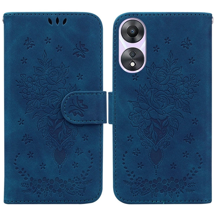 Butterfly Rose Embossed Leather Phone Case, For Google Pixel 7a, For Infinix Hot 20 Play, For OPPO A58, For Tecno Pova 4 Pro, For Samsung Galaxy A34 5G, For Samsung Galaxy A54 5G