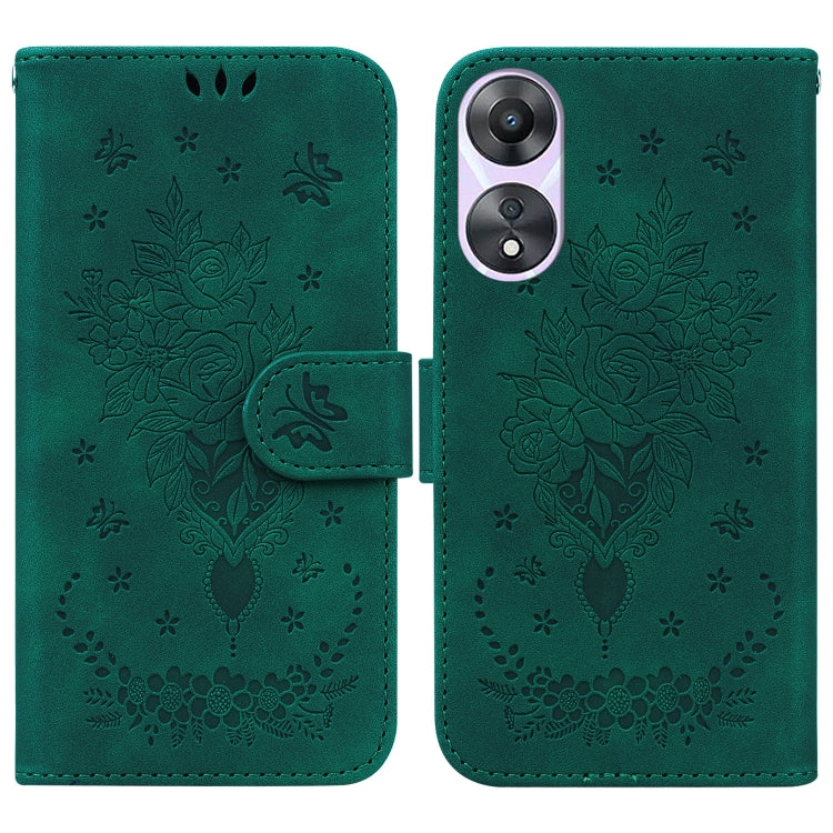 Butterfly Rose Embossed Leather Phone Case, For Google Pixel 7a, For Infinix Hot 20 Play, For OPPO A58, For Tecno Pova 4 Pro, For Samsung Galaxy A34 5G, For Samsung Galaxy A54 5G