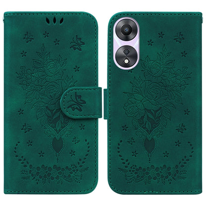 Butterfly Rose Embossed Leather Phone Case, For Google Pixel 7a, For Infinix Hot 20 Play, For OPPO A58, For Tecno Pova 4 Pro, For Samsung Galaxy A34 5G, For Samsung Galaxy A54 5G