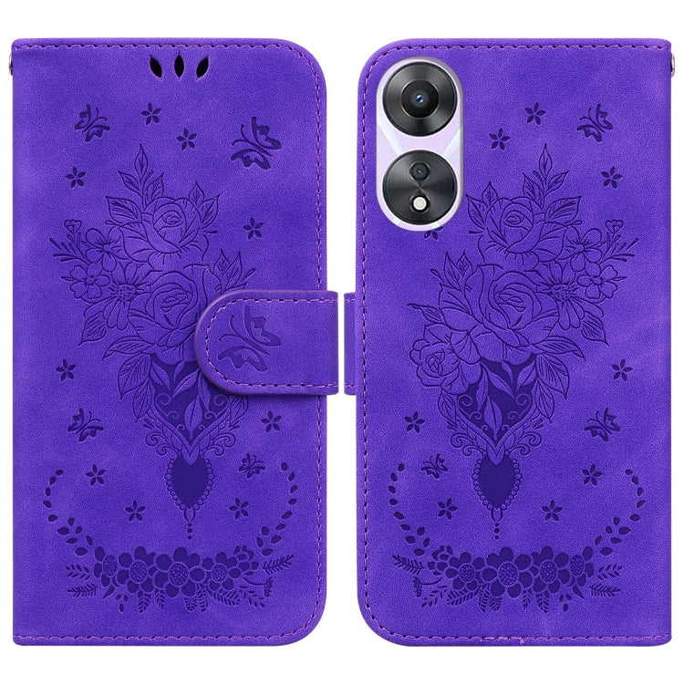 Butterfly Rose Embossed Leather Phone Case, For Google Pixel 7a, For Infinix Hot 20 Play, For OPPO A58, For Tecno Pova 4 Pro, For Samsung Galaxy A34 5G, For Samsung Galaxy A54 5G