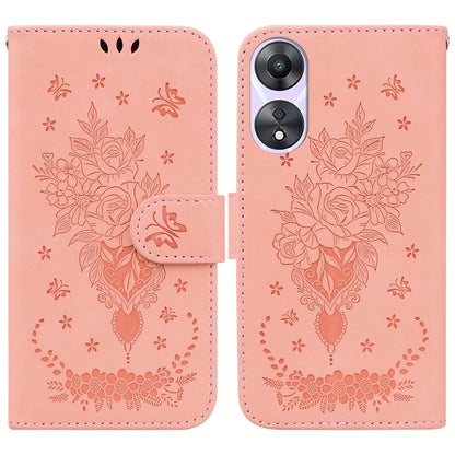 Butterfly Rose Embossed Leather Phone Case, For Google Pixel 7a, For Infinix Hot 20 Play, For OPPO A58, For Tecno Pova 4 Pro, For Samsung Galaxy A34 5G, For Samsung Galaxy A54 5G