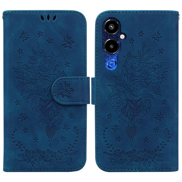 Butterfly Rose Embossed Leather Phone Case, For Google Pixel 7a, For Infinix Hot 20 Play, For OPPO A58, For Tecno Pova 4 Pro, For Samsung Galaxy A34 5G, For Samsung Galaxy A54 5G
