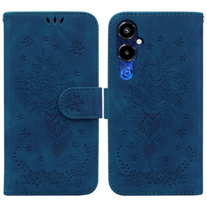Butterfly Rose Embossed Leather Phone Case, For Google Pixel 7a, For Infinix Hot 20 Play, For OPPO A58, For Tecno Pova 4 Pro, For Samsung Galaxy A34 5G, For Samsung Galaxy A54 5G