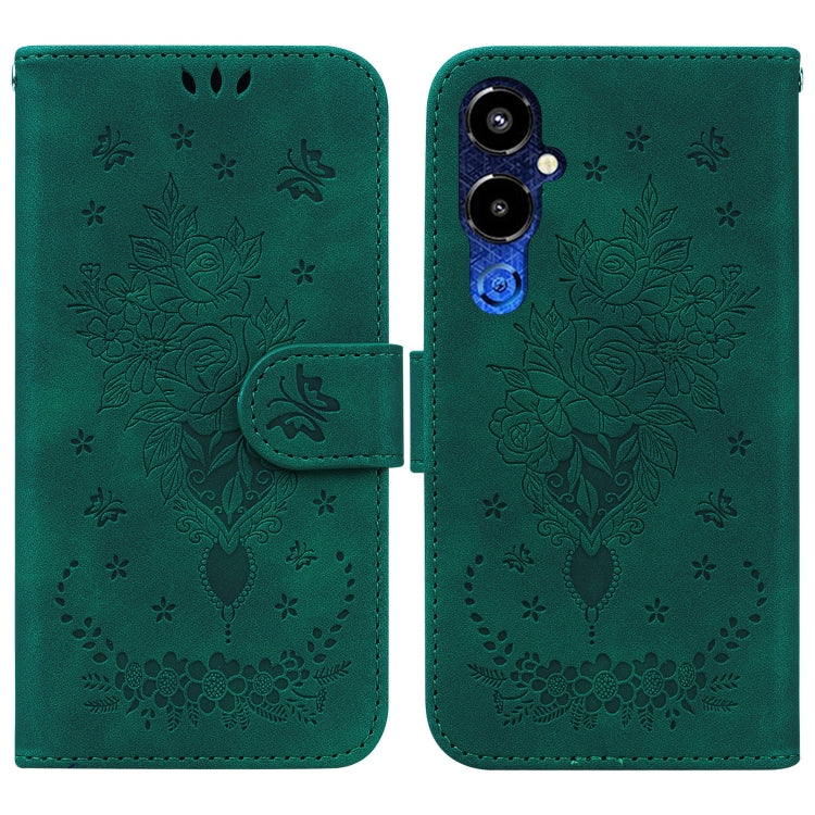 Butterfly Rose Embossed Leather Phone Case, For Google Pixel 7a, For Infinix Hot 20 Play, For OPPO A58, For Tecno Pova 4 Pro, For Samsung Galaxy A34 5G, For Samsung Galaxy A54 5G